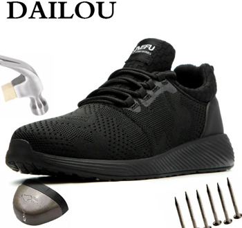 DAILOU 2020 Protective Shoes Breathable Safety Shoes Lightweight Steel Toe Anti-smashing Men and Women Mesh Sneakers Big Size 48