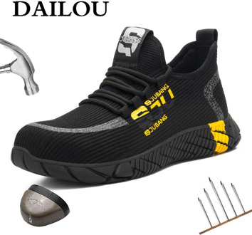 DAILOU Men's Indestructible Shoes Steel Toe Anti Smashing Working Shoes Men Puncture Proof Safety Boots Shoes Mens Boots
