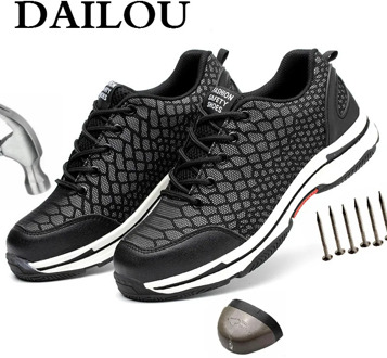 DAILOU Men's Safety Shoes Steel Toe Winter Sneakers Indestructible Puncture-Proof Lightweight Breathable Work Boots