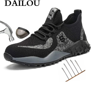 DAILOU Men's Steel Toe Protective Anti Smashing Breathable Work Shoes Indestructible Shoes Men Puncture Proof Safety Shoes