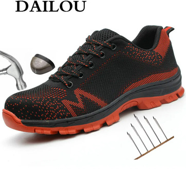 DAILOU Men's Steel Toe Protective Anti Smashing Work Shoes Men Puncture Proof Safety Shoes Sneakers Men's Work Boots
