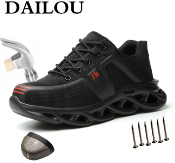 DAILOU Men's Steel Toe Work Safety Shoes Protective Anti-smashing Steel Mid Sole Comfort Men and Women Mesh Sneakers Big Size 48