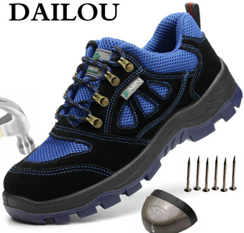 DAILOU Men Safety Steel Toe Shoes Air Mesh New Design Anti-smashing Protective Comfort Working Construction Shoes Free Shipping