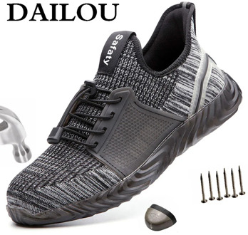 DAILOU Outdoor Men and Women Safety Boots Men Breathable Shoes All Season Ultra-light Soft Bottom Comfort Sneakers Big Size 48