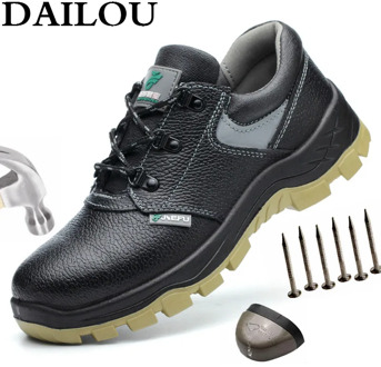 DAILOU Safety Work Boots for Men Lightweight Steel Toe Anti-smashing Short Boots Outdoor Puncture-Proof Boots Free Shipping