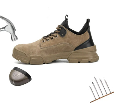 DAILOU Safety Work Shoes for Men Steel Toe Cap Anti-smashing Working Boots Breathable Outdoor Construction Shoes Work Big Size