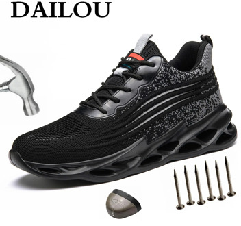 DAILOU Steel Toe Cap Safety Shoes Indestructible Puncture-Proof Air Mesh Non-slip Lightweight Construction Shoes Free Shipping