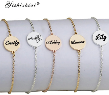 Dainty Custom Name Bracelet Stainless Steel Initial Charm Bracelets Women Personalized Jewelry Bridesmaid Gift