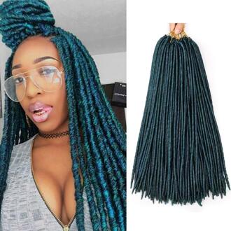 Dairess 18 "Mix Kleur Groen Blauw Faux Locs Haak Hair 16 Strengen Vlechten Haar Godin Locs Dreadlock Extensions Haak vlechten 1 Stks/partij