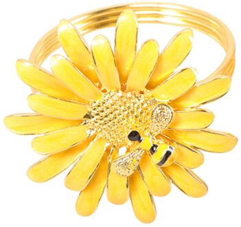 Daisy Bloem Vormige Legering Servetringen Bee Decoratieve Serviette Gespen Chinese Stijl Servet Decoratie Voor Banket Par geel