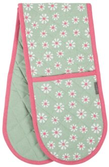 Daisy Flowers Dubbel Ovenwant Groen 18x85 Cm