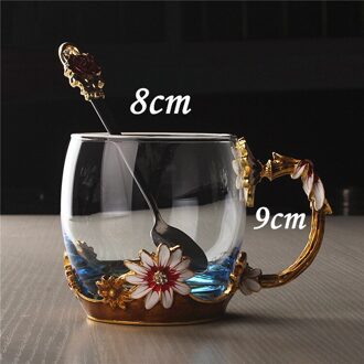 Daisy Gesneden Emaille Water Cup Creatieve Cup Kleur Bloem Cup Hittebestendig Glas kort cup ijs- blauw