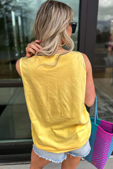 Daisy Graphic Tanktop Relaxed Fit Mosterdgeel