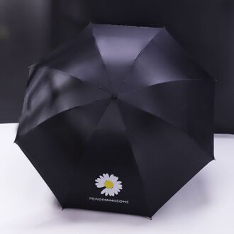 Daisy Zon Paraplu Zonnebrandcrème Uv Zonnescherm Automatische Paraplu Zowel Zonnige En Regenachtige Paraguas Paraplu Voor Vrouwen Regular- zwart