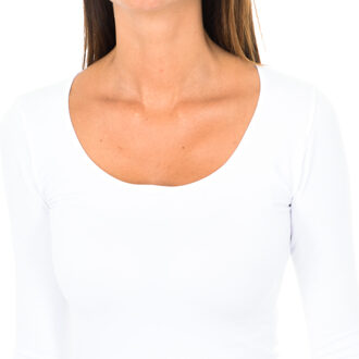 Dakota Langarm-Rundhals-T-Shirt 210397 Damen Wit - L/XL