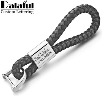 Dalaful Custom Lettering Keychains Woven Leather Detachable Keyrings Customize Personalized Gift For Car Key Chain Holder K350