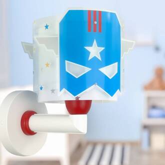 Dalber Blue Hero wandlamp met stekker, wit/blauw wit, blauw, rood