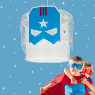 Dalber Hanglamp Dalber Blue Hero, wit/blauw, Ø 26 cm wit, blauw, rood