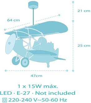 Dalber hanglamp Lion Plane, kleurrijk, hout/kunststof kleurrijk, wit