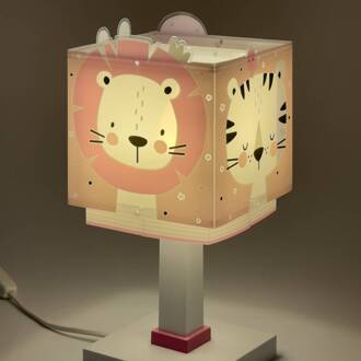 Dalber Kindertafellamp Baby Jungle, roze, G4, breedte 14 cm wit, roze