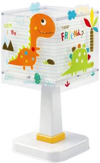 Dalber Kindertafellamp Dinos, G4, breedte 14 cm wit, groen, oranje
