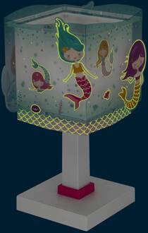 Dalber Kindertafellamp Mermaids, G4, breedte 16 cm wit, roze, turkoois