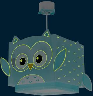 Dalber Little Owl kinder-hanglamp met uilenmotief blauw