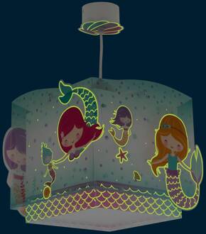 Dalber Mermaids hanglamp met zeemeerminmotief turquoise, wit, pink