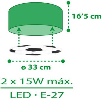 Dalber plafondlamp voetbal groen, wit, zwart