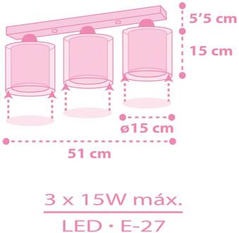 Dalber Unicorns plafondlamp eenhoornmotief 3-lamps roze, wit