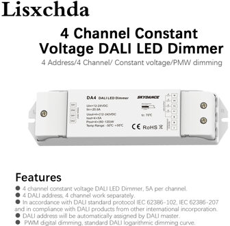 Dali Led Dimmer 12V 24V Dc 4CH 20A 240W 480W Constante Spanning Dimmming Driver Led Strip licht 4 Channel Dimmers Controller DA4