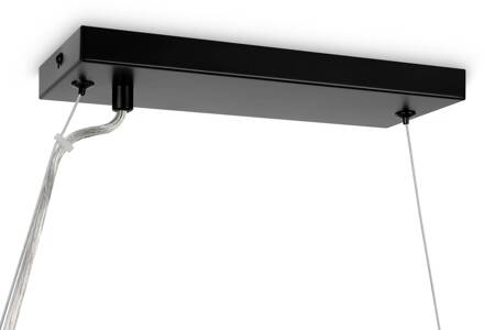 Dallas hanglamp 25-lichts, lang, zwart zwart, rookgrijs