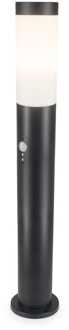 Dally LED Sokkellamp Zwart M - Bewegingssensor -Schemerschakelaar - E27 fitting - IP44 Waterdicht - 80 cm - padverlichting - Staande buitenlamp RVS