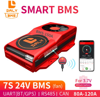 Daly 18650 24v li-ion 7s smart Bms 29.4v Lithium Battery Bms Charging Voltage 29.4v 80a 100a 120a Bms Pcm for e-bike With Fan