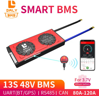 Daly 18650 smart BMS 13S 48V 80A 100A 120A Bluetooth 485 to USB device NTC UART software togther Lion LiFepo4 Battery BMS