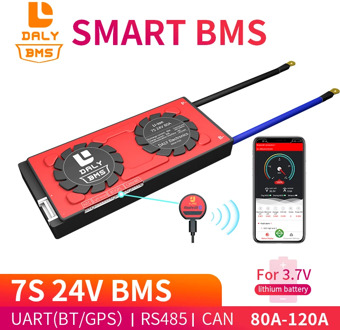Daly 18650 smart BMS 7S 24V 80A 100A 120A Bluetooth 485 to USB device NTC UART software togther Lion LiFepo4 Battery BMS