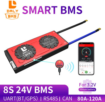 Daly 18650 smart LiFePO4 8S BMS 24V 80A 100A 120A Bluetooth 485 to USB device CAN NTC UART togther Lion LiFePO4 LTO Batteries