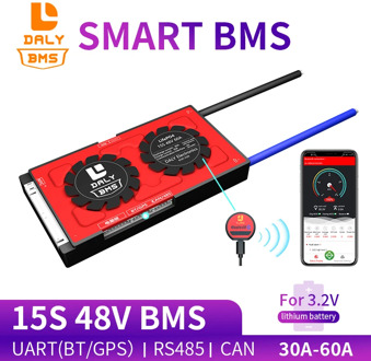 Daly 3.2v 18650 smart BMS 15S 48V 30A 40A 60A Bluetooth 485 to USB device NTC UART software togther Lion LiFepo4 Battery BMS