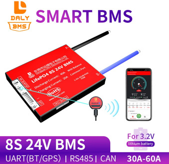 Daly 3.2V 18650 smart BMS 8S 24V 30A 40A 60A Bluetooth 485 to USB device NTC UART software togther Lion LiFepo4 Battery BMS