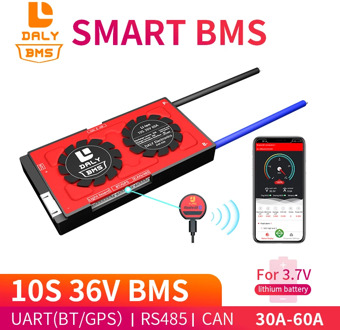 Daly 3.7v 18650 smart BMS 10S 36V 30A 40A 60A Bluetooth 485 to USB device NTC UART software togther Lion LiFepo4 Battery BMS