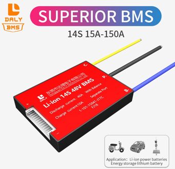 Daly Bms 18650 Lithium Batterij Li-Ion 48V Bms 14S 15A 20A 60A 80A 100A 120A 150A Aparte Poort met Balans Voor Solar Scooter 30A Seperate port