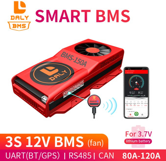Daly Smart BMS 3S 12V 80A 100A 120A Bluetooth 485 to USB device NTC UART software togther Lion LiFepo4 Battery BMS With Fan