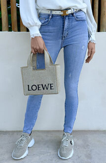 Damaged Stretch Skinny Jeans Light Blue FMH Blauw