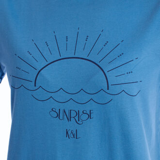 Damen-Sommerpyjama aus 100 % Baumwolle KL40000 Kurzarm-T-Shirt und Shorts, Frühlings-Sommerpyjama Blauw