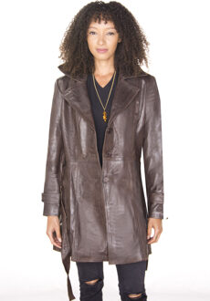 Dames 3/4 lengte trenchcoat-Ranchi Bruin - EU 44 / UK 16