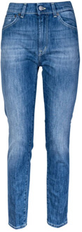 Dames 5-Pocket Jeans. Slim Fit, NorHeren Taille en Zoom. Gemaakt in Italië. Dondup , Blue , Dames - W27,W30,W26,W31