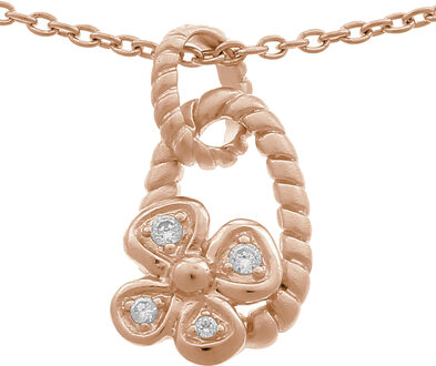 Dames 925 Sterling Zilver Set: Ketting-Hanger + Oorbellen - Roze SET-6020/1 - maat Rosé