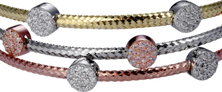 Dames 925 Sterling Zilveren Armband - Goud/Zilver/Roze ZA-7413 Zilver en goud