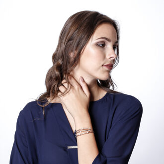 Dames 925 Sterling Zilveren Armband - Roze ZA-7414 - maat Rosé