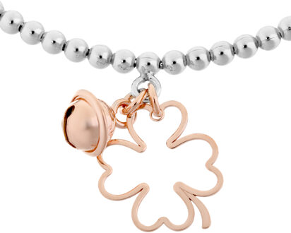 Dames 925 Sterling Zilveren Armband - Zilver/Roze ZA-7110 Zilver en roségoud - One Size